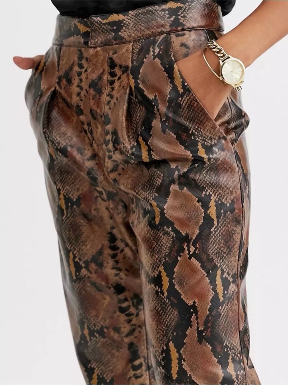 RETAIL USD$338 RONNY KOBO OLIVIA FAUX SNAKESKIN LEATHER PANTS XS